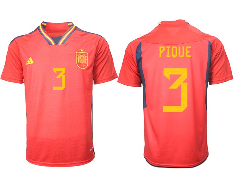 Men 2022 World Cup National Team Spain home aaa version red #3 Soccer Jerseys